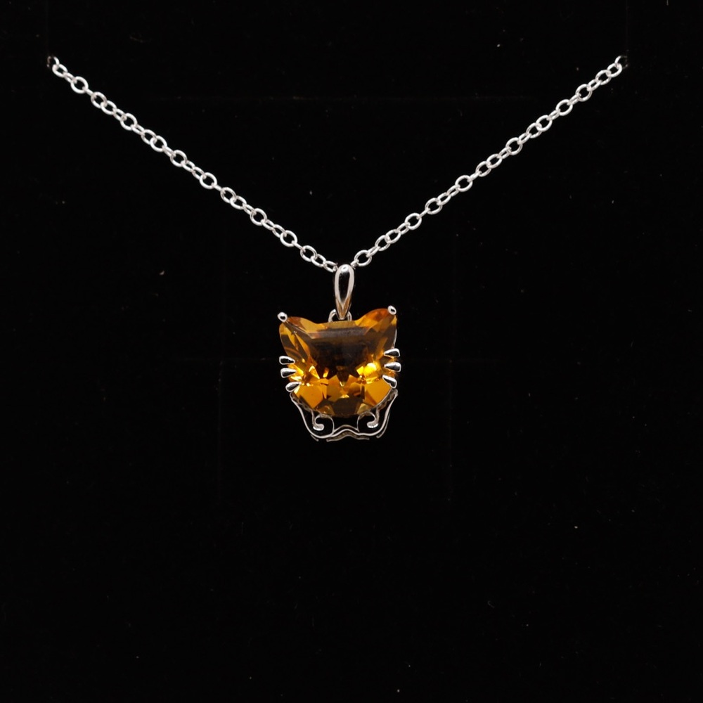 Madeira citrine kitty cat pendant